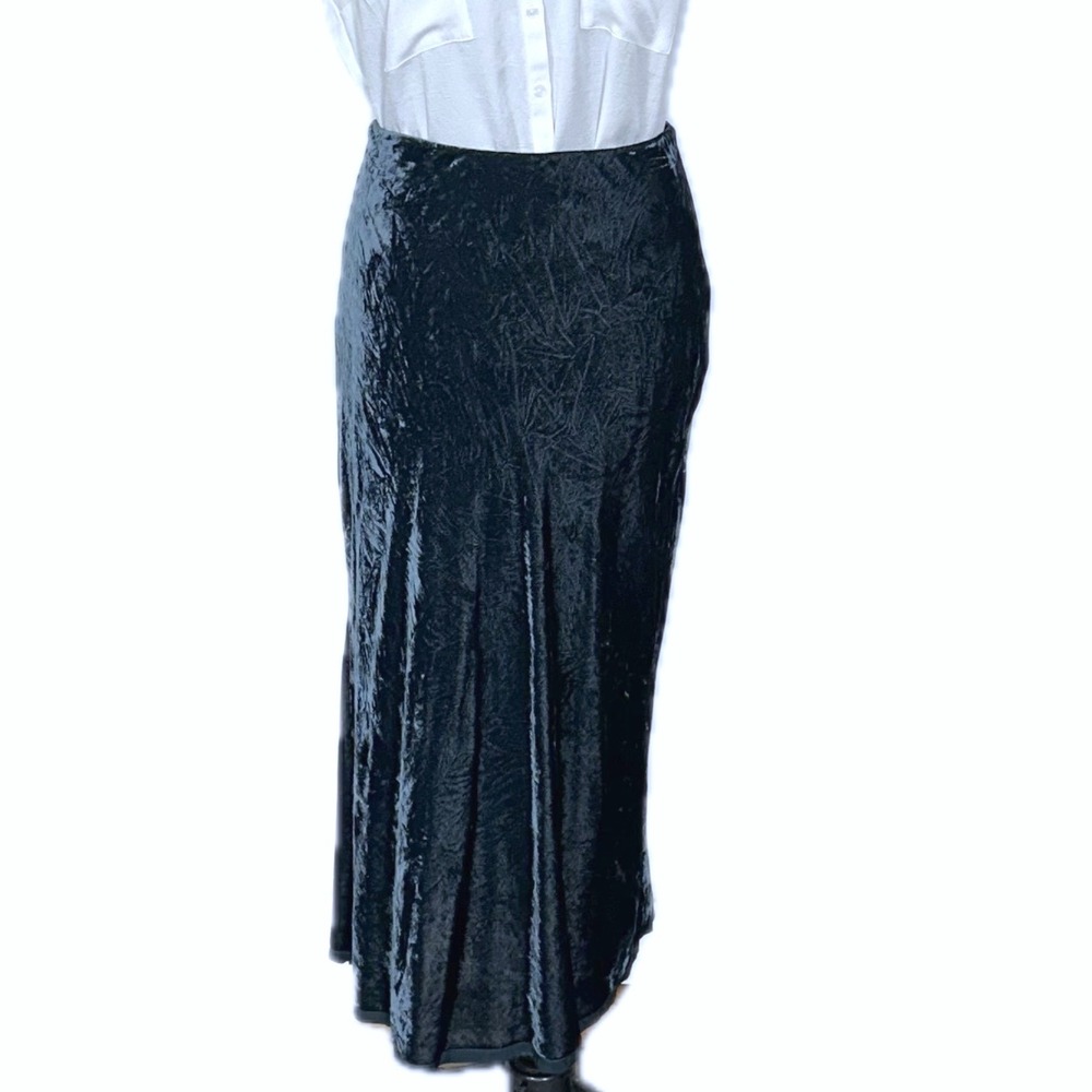Maeve Anthropologie Jewel Tone Green Velvet Midi Skirt Small Pull On